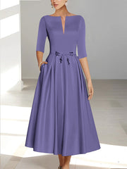 A-Line/Princess Half Sleeves Ankle Length Mother Of The Bride Dresses & Groom With Pockets