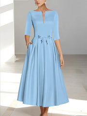 A-Line/Princess Half Sleeves Ankle Length Mother Of The Bride Dresses & Groom With Pockets