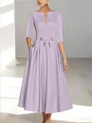 A Line Princess Half Sleeves Ankle Length Mother Of The Bride Dresses Groom With Pockets