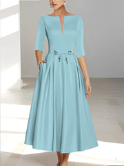 A-Line/Princess Half Sleeves Ankle Length Mother Of The Bride Dresses & Groom With Pockets