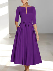 A Line Princess Half Sleeves Ankle Length Mother Of The Bride Dresses Groom With Pockets