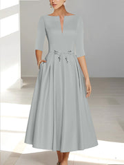 A Line Princess Half Sleeves Ankle Length Mother Of The Bride Dresses Groom With Pockets