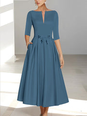 A-Line/Princess Half Sleeves Ankle Length Mother Of The Bride Dresses & Groom With Pockets