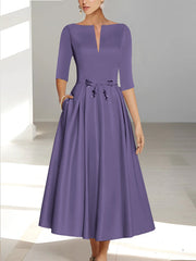 A-Line/Princess Half Sleeves Ankle Length Mother Of The Bride Dresses & Groom With Pockets