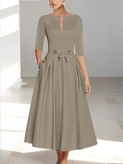 A-Line/Princess Half Sleeves Ankle Length Mother Of The Bride Dresses & Groom With Pockets