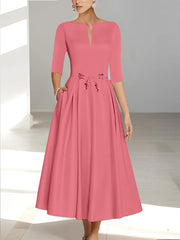 A-Line/Princess Half Sleeves Ankle Length Mother Of The Bride Dresses & Groom With Pockets
