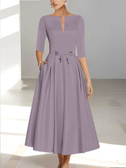 A-Line/Princess Half Sleeves Ankle Length Mother Of The Bride Dresses & Groom With Pockets