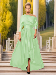 A-Line/Princess One-Shoulder 3/4 Sleeves Asymmetrical Mother of the Bride & Groom Dresses