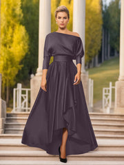 A-Line/Princess One-Shoulder 3/4 Sleeves Asymmetrical Mother of the Bride & Groom Dresses