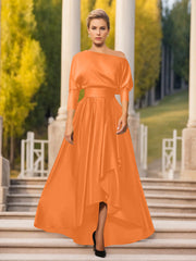 A-Line/Princess One-Shoulder 3/4 Sleeves Asymmetrical Mother of the Bride & Groom Dresses