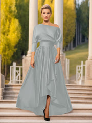 A-Line/Princess One-Shoulder 3/4 Sleeves Asymmetrical Mother of the Bride & Groom Dresses