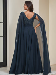 A Line Princess V Neck Sleeveless Floor Length Plus Size Mother Of The Bride Dresses With Sequins Watteau Train