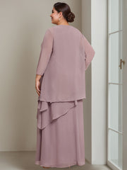 A Line Princess Scoop Sleeveless Floor Length Plus Size Mother Of The Bride Long Dresses With Beading