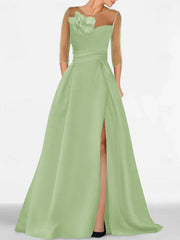 A Line Princess Sweetheart 3 4 Sleeves Mother Of The Bride Dresses With Lace Flower High Split