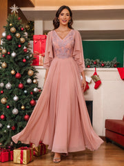 A Line Princess V Neck 2 Pics Floor Length Mother Of The Bride Dresses With Appliques Wrap
