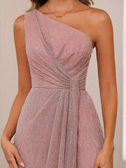 A Line Princess One Shoulder Sleeveless Floor Length Mother Of The Bride Dresses With Ruffles