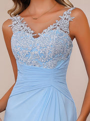 A Line Princess V Neck 2 Pics Floor Length Mother Of The Bride Dresses With Appliques Ruffles Wrap