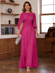 A Line Princess V Neck 2 Pics Floor Length Mother Of The Bride Dresses With Appliques Ruffles Wrap