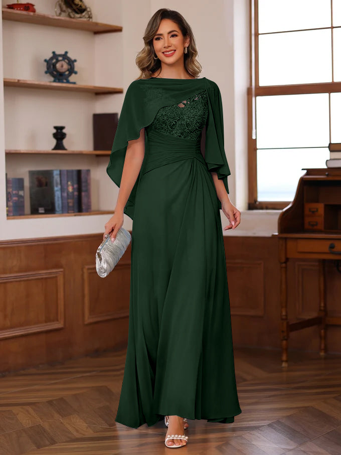 A Line Princess V Neck 2 Pics Floor Length Mother Of The Bride Dresses With Appliques Ruffles Wrap