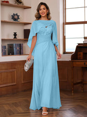 A Line Princess V Neck 2 Pics Floor Length Mother Of The Bride Dresses With Appliques Ruffles Wrap