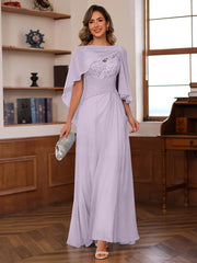 A Line Princess V Neck 2 Pics Floor Length Mother Of The Bride Dresses With Appliques Ruffles Wrap