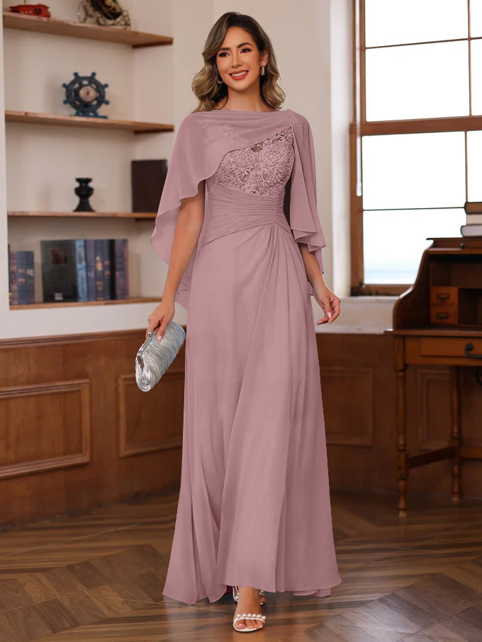 A Line Princess V Neck 2 Pics Floor Length Mother Of The Bride Dresses With Appliques Ruffles Wrap