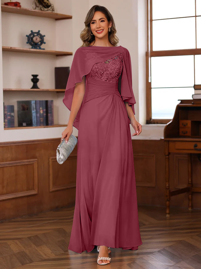 A Line Princess V Neck 2 Pics Floor Length Mother Of The Bride Dresses With Appliques Ruffles Wrap