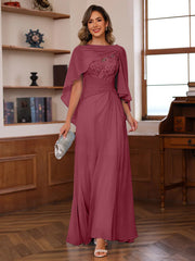 A Line Princess V Neck 2 Pics Floor Length Mother Of The Bride Dresses With Appliques Ruffles Wrap