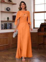A Line Princess V Neck 2 Pics Floor Length Mother Of The Bride Dresses With Appliques Ruffles Wrap