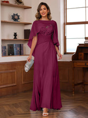 A Line Princess V Neck 2 Pics Floor Length Mother Of The Bride Dresses With Appliques Ruffles Wrap