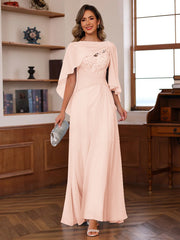 A Line Princess V Neck 2 Pics Floor Length Mother Of The Bride Dresses With Appliques Ruffles Wrap