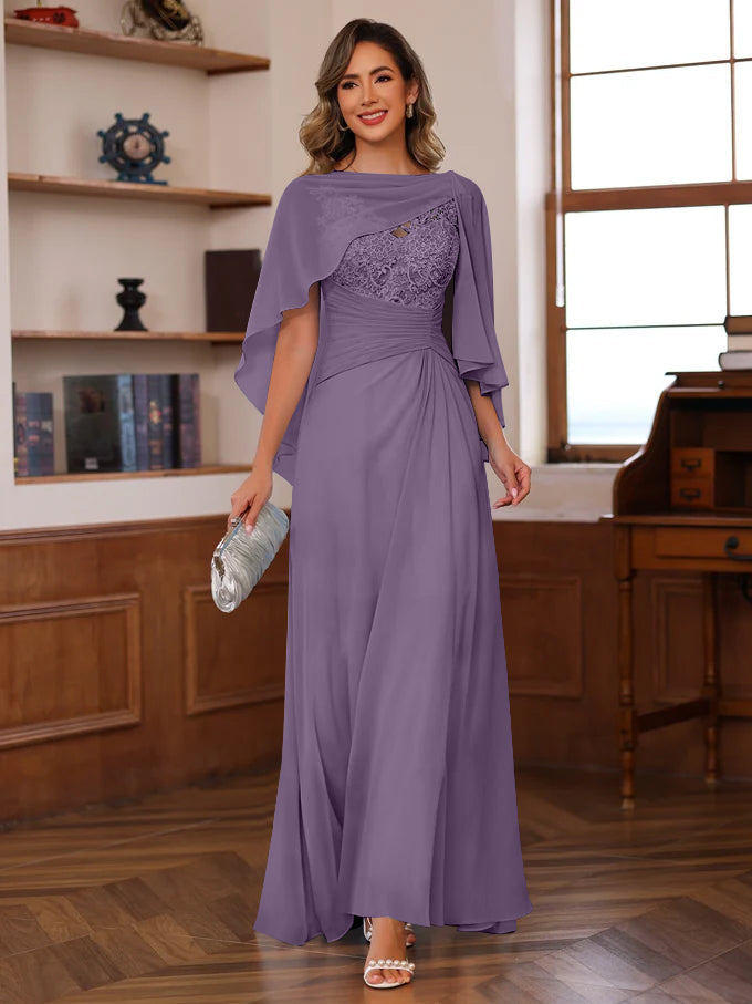 A Line Princess V Neck 2 Pics Floor Length Mother Of The Bride Dresses With Appliques Ruffles Wrap