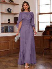 A Line Princess V Neck 2 Pics Floor Length Mother Of The Bride Dresses With Appliques Ruffles Wrap