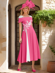 A Line Princess Square Neck Short Sleeves Mother Of The Bride Dresses With Ruffles Appliques