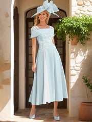 A Line Princess Square Neck Short Sleeves Mother Of The Bride Dresses With Ruffles Appliques