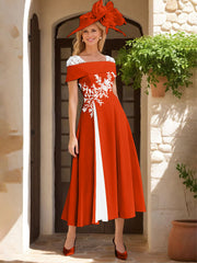 A Line Princess Square Neck Short Sleeves Mother Of The Bride Dresses With Ruffles Appliques
