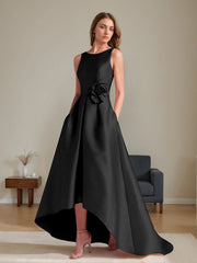 A Line Princess Scoop Sleeveless Asymmetrical Mother Of The Bride Groom Dresses With Flowers
