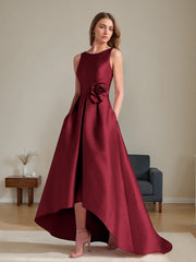 A Line Princess Scoop Sleeveless Asymmetrical Mother Of The Bride Groom Dresses With Flowers