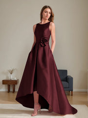 A Line Princess Scoop Sleeveless Asymmetrical Mother Of The Bride Groom Dresses With Flowers