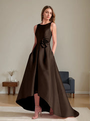 A Line Princess Scoop Sleeveless Asymmetrical Mother Of The Bride Groom Dresses With Flowers