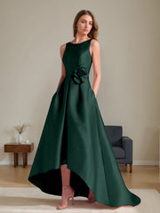 A Line Princess Scoop Sleeveless Asymmetrical Mother Of The Bride Groom Dresses With Flowers