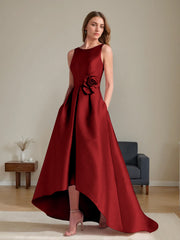 A Line Princess Scoop Sleeveless Asymmetrical Mother Of The Bride Groom Dresses With Flowers