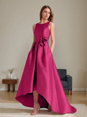 A Line Princess Scoop Sleeveless Asymmetrical Mother Of The Bride Groom Dresses With Flowers