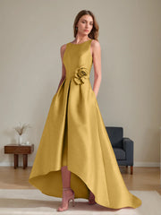 A Line Princess Scoop Sleeveless Asymmetrical Mother Of The Bride Groom Dresses With Flowers