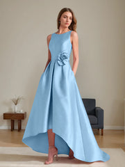 A Line Princess Scoop Sleeveless Asymmetrical Mother Of The Bride Groom Dresses With Flowers