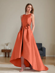 A Line Princess Scoop Sleeveless Asymmetrical Mother Of The Bride Groom Dresses With Flowers