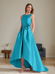 A-Line/Princess Scoop Sleeveless Asymmetrical Mother of the Bride & Groom Dresses with Flowers