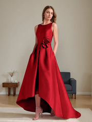 A Line Princess Scoop Sleeveless Asymmetrical Mother Of The Bride Groom Dresses With Flowers