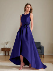 A Line Princess Scoop Sleeveless Asymmetrical Mother Of The Bride Groom Dresses With Flowers