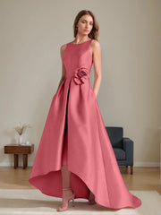 A Line Princess Scoop Sleeveless Asymmetrical Mother Of The Bride Groom Dresses With Flowers